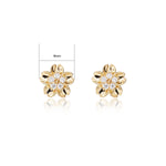 14K Solid Gold Lab Diamond Flower Push Pin Stud Earring