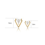 14K Solid Gold Triangle Moissanite Cartilage Earrings: Threadless Flat Back Stud
