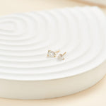 14K Solid Gold Pear Lab Diamond Threadless Cartilage Flat Back Stud Earring