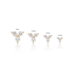 14K Solid Gold Lab Diamond Trinity Threadless Cartilage Flat Back Stud Earring