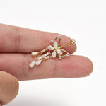 14G 14K Solid Gold Pear Lab Diamond Butterfly Dangle Belly Button Jewelry