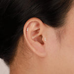 14K Solid Gold Lab Diamond Threadless Flat Back Cartilage Stud Earring