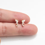 14K Solid Gold Lab Diamond Butterfly Cartilage Earring: Threadless Flat Back Stud