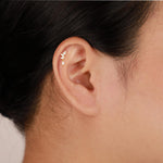 14K Solid Gold Lab Diamond Dangle Cartilage Earring: Threadless Flat Back Stud