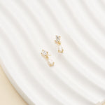 14K Solid Gold Lab Diamond Dangle Helix Threadless Flat Back Stud Earring