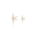 14K Solid Gold Marquise Lab Diamond Threadless Helix Flat Back Earring