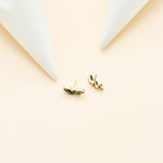 14K Solid Gold Marquise Moss Agate Flat Back Cartilage Ear Crawler Stud