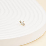 14K Solid Baguette Gold Lab Diamond Threadless Push Pin Flat Back Stud Earring