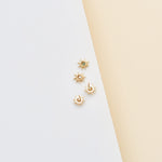 14K Solid Gold Lab Diamond Sun Cartilage Flat Back Stud Earring