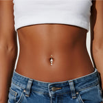 14K Solid Gold Heart Lab Diamond Dangle Belly Button Ring 14G