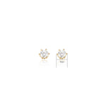 5mm Round Lab Diamond Earlobe Stud Earring: 14K Solid Gold Flat Back Stud