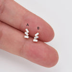 14K Solid Gold Baguette Lab Diamond Cartilage Stud Earring