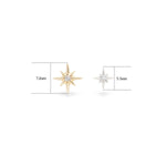 14K Solid Gold Lab Diamond Star Cartilage Threadless Flat Back Earring