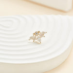 14K Gold Lab Diamond Lotus Cartilage Earring: Threadless Flat Back Stud