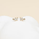 14K Solid Gold Lab Diamond Push Pin Labret Studs, Threadless Flat Back Earrings