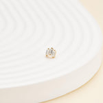 14K Solid Gold Baguette Lab Diamond Threadless Push Pin Flat Back Stud Earring