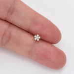 14K Solid Gold L-Shaped Flower Nose Stud