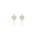 14K Solid Gold Baguette Lab Diamond Small Tragus Flat Back Stud