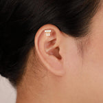 14K Solid Gold Bar Cartilage Dangle Earring Threadless Push Pin Flat Back Stud