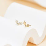 14K Solid Gold Lab-Grown Diamond Antler Cartilage Stud Earring, Threadless Push Pin Stud