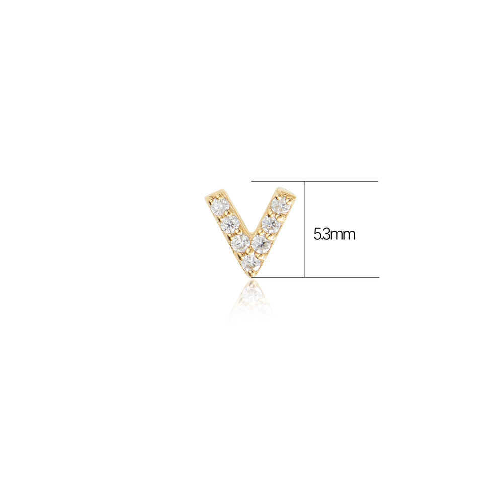 back view of 14K solid gold lab diamond V-shaped flat back stud earring nickel-free