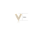 14K Solid Gold V-Shaped Lab Diamond Flat Back Earring