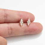 14K Solid Gold Kite Cut Moissanite Flat Back Earring