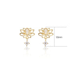 14K Solid Gold Lab Diamond Flower Cartilage Flat Back Earring: Threadless Push Pin Stud