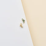 14K Solid Gold Marquise Moss Agate Leaf Stud Threadless Flat Back Cartilage Earring