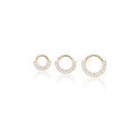 14K Solid Gold Lab Diamond Daith Clicker Hoop Earrings, Septum Ring 16G