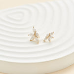 14K Solid Gold Marquise Lab Diamond Threadless Helix Flat Back Earring