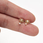 14K Solid Gold Lab Diamond Flower Cartilage Flat Back Earring: Threadless Push Pin Stud