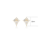 14K Solid Gold Pear Shaped Lab Diamond Threadless Flat Back Earring