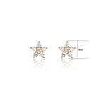 14K Solid Gold Lab Diamond Floral Push Pin Flat Back Earring 20G 18G 16G