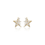 14K Solid Gold Lab Diamond Star Threadless Push Pin Flat Back Cartilage Stud Earring