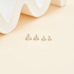 14K Solid Gold Trilliant Cut Lab Diamond Threadless Flat Back Stud Earring