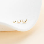 14K Solid Gold Crescent Threadless Cartilage Flat Back Stud Earring