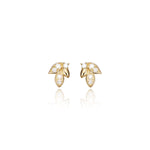 14K Solid Gold Lab Diamond Leaf Threadless Push Pin Flat Back Labret Stud