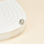 14K White Gold Moonstone Threadless Cartilage Flat Back Stud Earring