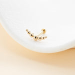 14K Solid Gold Bubble Curved Threadless Cartilage Flat Back Stud Earring