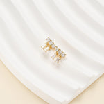 14K Solid Gold Bar Cartilage Dangle Earring Threadless Push Pin Flat Back Stud