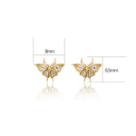 14K Solid Gold Lab Diamond Butterfly Cartilage Stud Earring