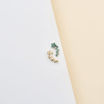14K Solid Gold Round Moss Agate Cluster Earring  Threadless Flat Back Stud