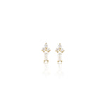 14K Solid Gold Baguette Lab Diamond Threadless Cartilage Stud Earring