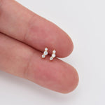 14K Solid Gold Lab Diamond Push Pin Labret Stud, Threadless Flat Back Earring