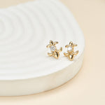 14K Solid Gold Lab Diamond Iris Push Back Stud Earring