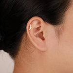 14K Solid Gold Marquise Lab Diamond Helix Stud Threadless Flat Back Earring