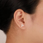14K Solid Gold Pear Lab Diamond Windmill Threadless Cartilage Flat Back Earring