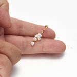 14K Solid Gold Heart Lab Diamond Dangle Belly Button Ring 14G