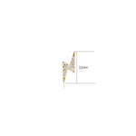 14K Solid Gold Lab Diamond Lightning Flat Back Earring